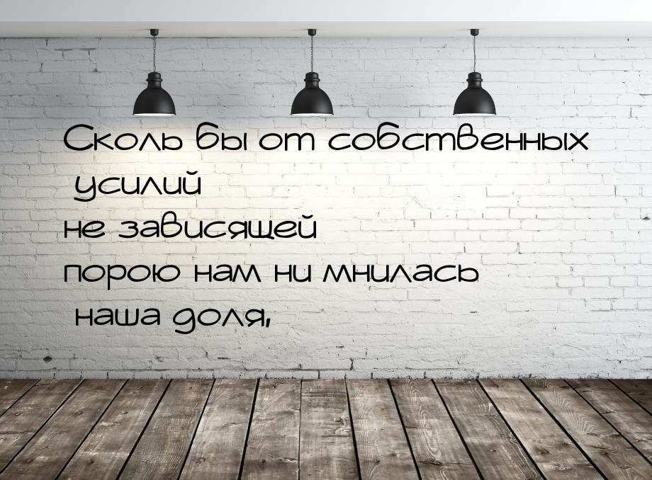 Сколь бы от собственных усилий не зависящей порою нам ни мнилась наша доля, –