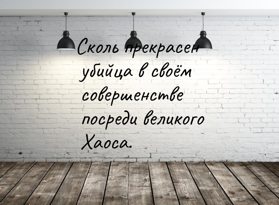 Сколь прекрасен убийца в своём совершенстве посреди великого Хаоса.