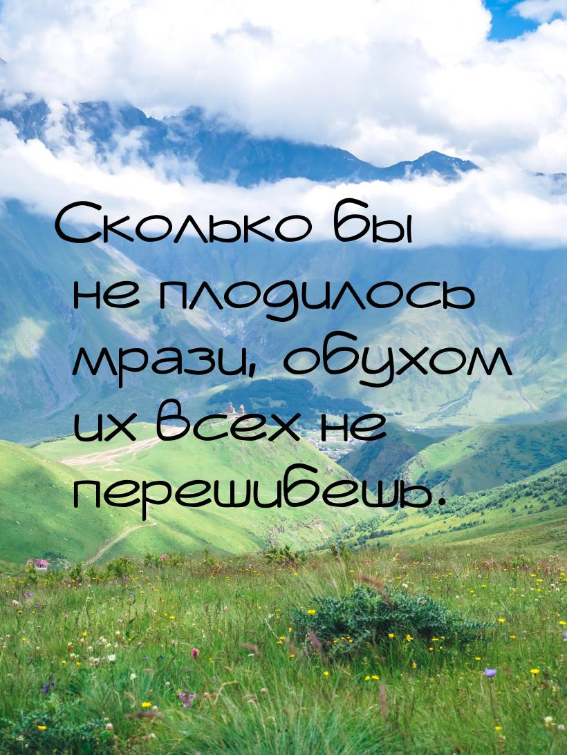 Сколько бы не плодилось мрази, обухом их всех не перешибешь.