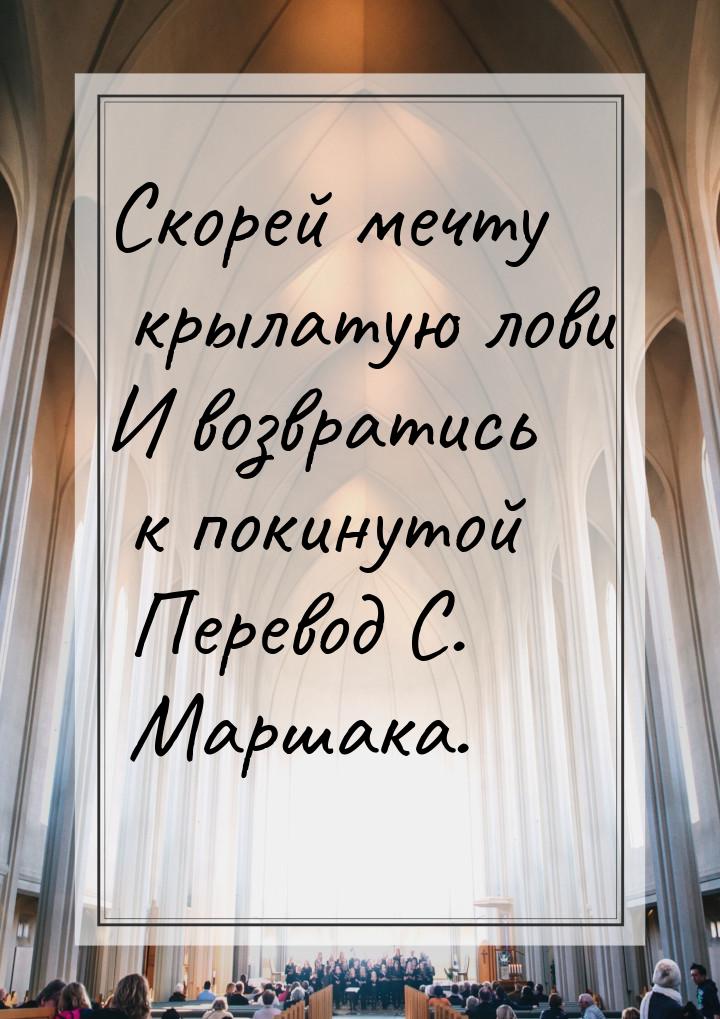 Скорей мечту крылатую лови И возвратись к покинутой Перевод С. Маршака.