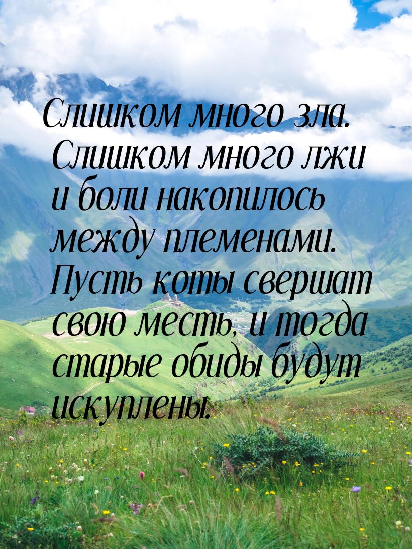 Слишком много зла. Слишком много лжи и боли накопилось между племенами. Пусть коты свершат