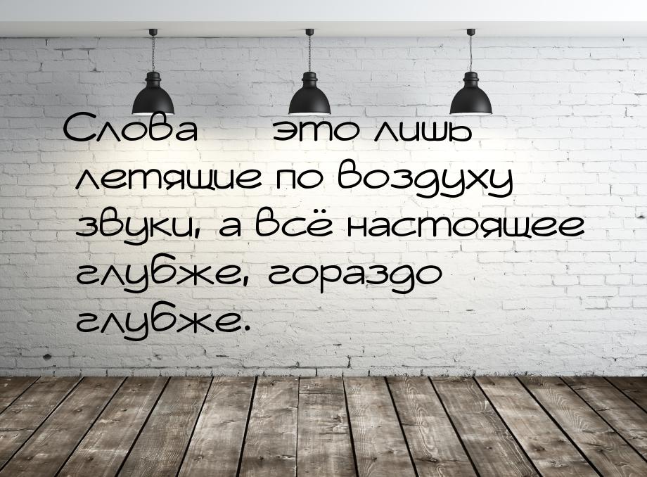 Слова  это лишь летящие по воздуху звуки, а всё настоящее глубже, гораздо глубже.