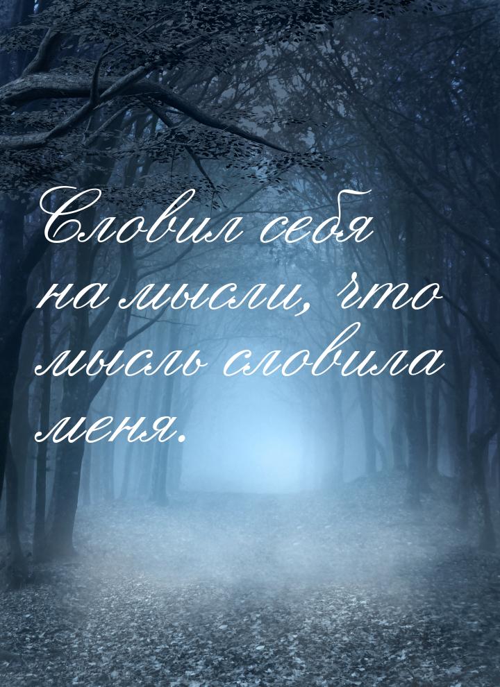 Словил себя на мысли, что мысль словила меня.