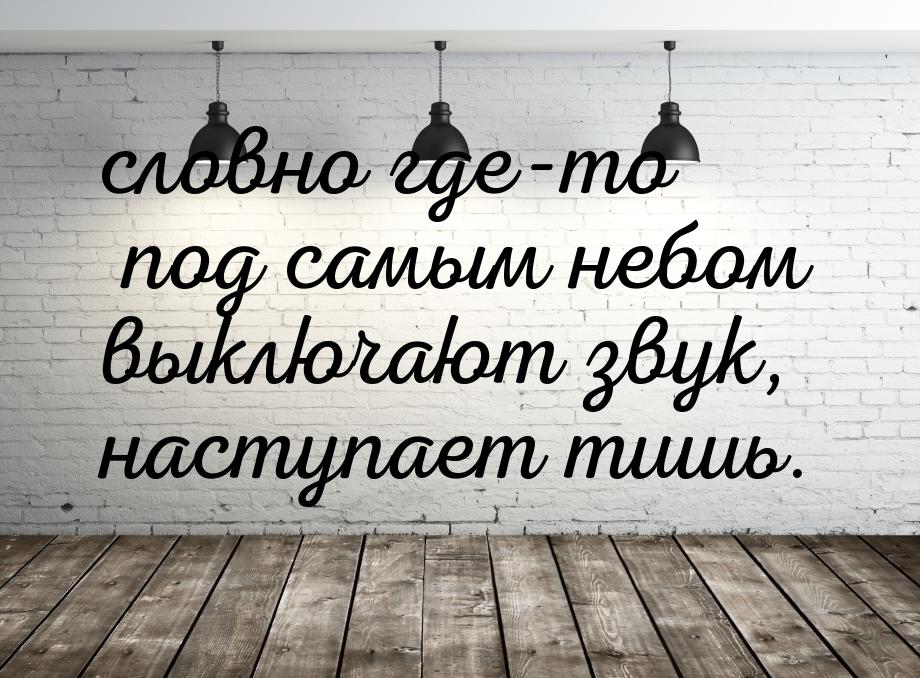 словно где-то под самым небом выключают звук, наступает тишь.