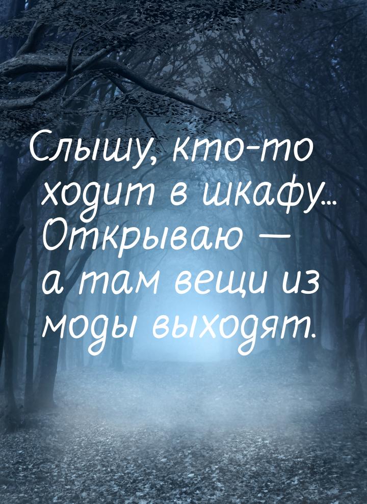 Слышу, кто-то ходит в шкафу... Открываю — а там вещи из моды выходят.