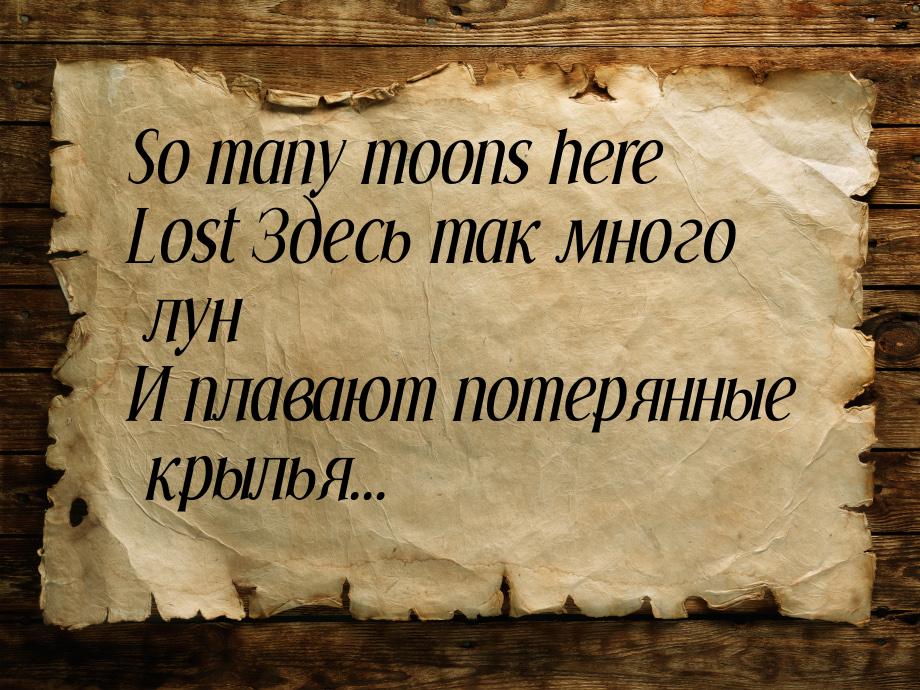 So many moons here Lost Здесь так много лун И плавают потерянные крылья...