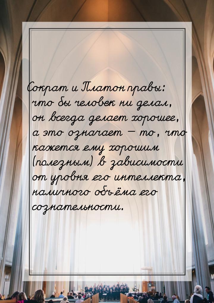 Сократ и Платон правы: что бы человек ни делал, он всегда делает хорошее, а это означает &