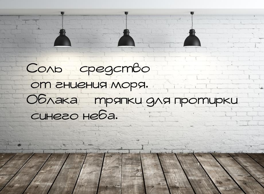 Соль – средство от гниения моря. Облака – тряпки для протирки синего неба.