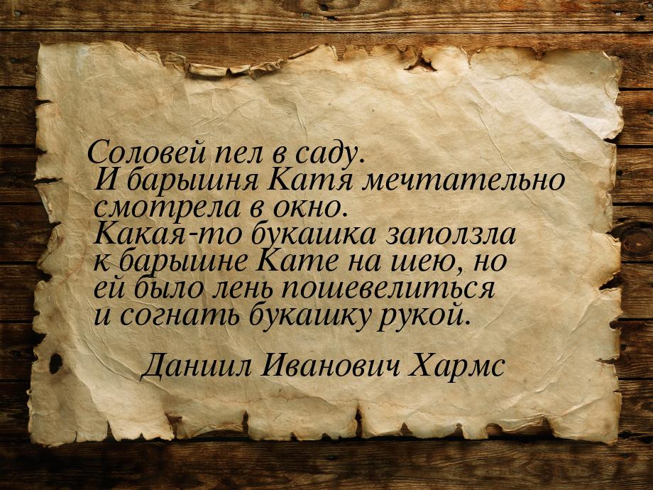 Соловей пел в саду. И барышня  Катя мечтательно смотрела в окно. Какая-то букашка заползла