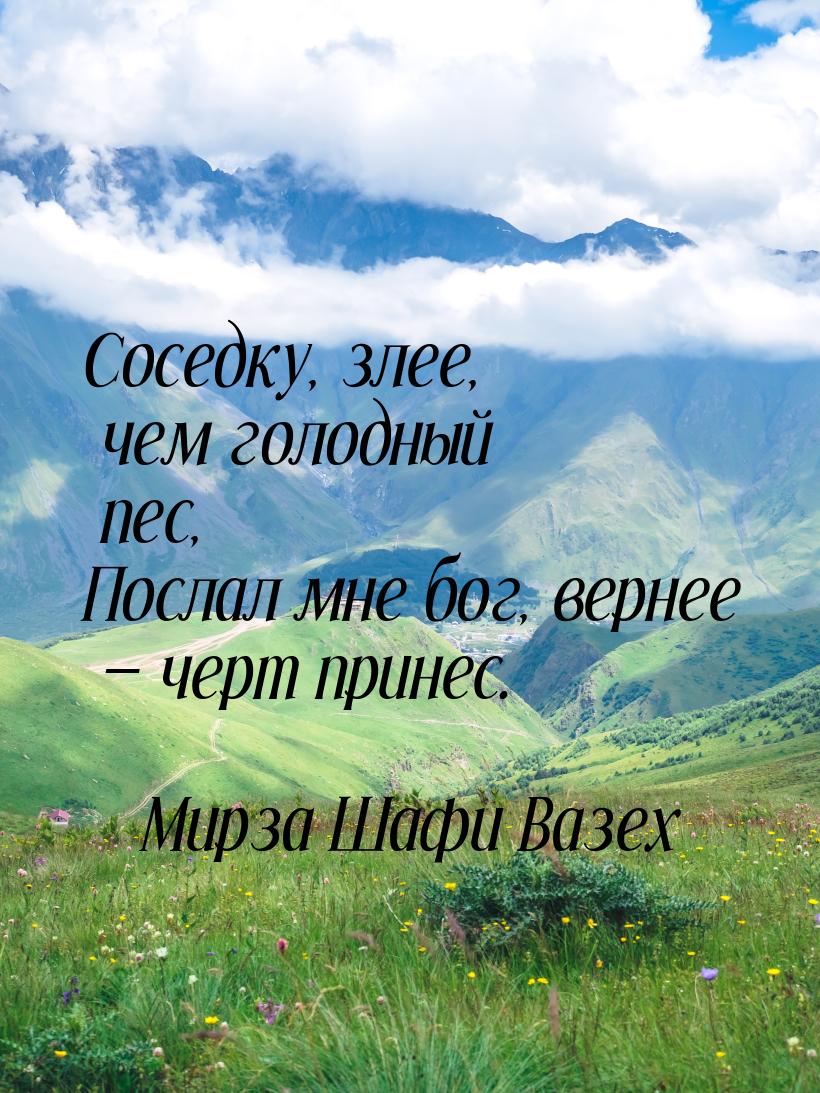 Соседку, злее, чем голодный пес, Послал мне бог, вернее — черт принес.