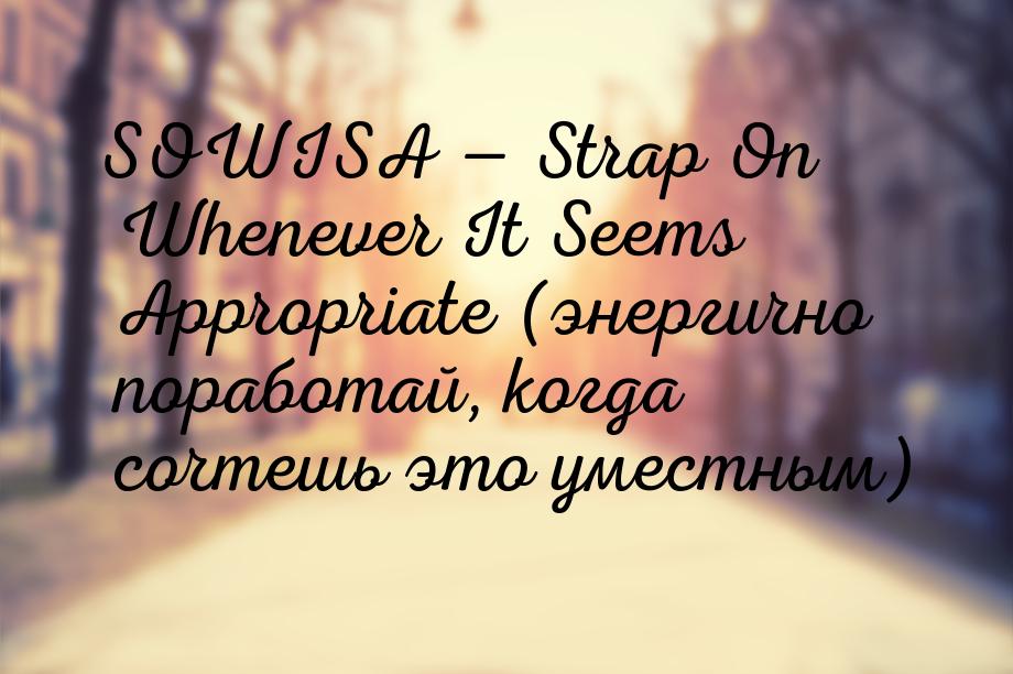 SOWISA  Strap On Whenever It Seems Appropriate (энергично поработай, когда сочтешь 