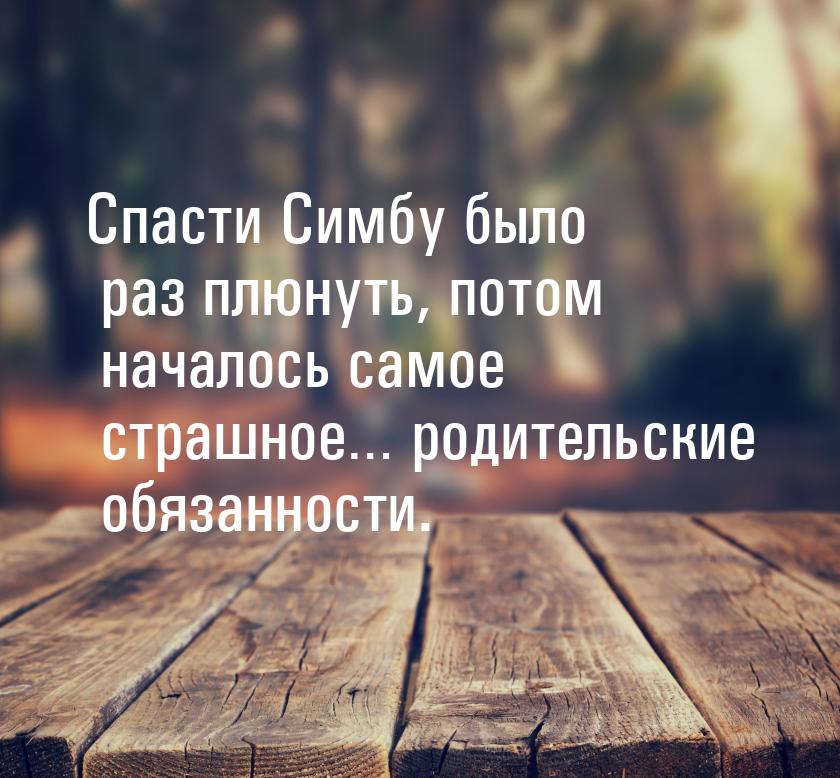 Спасти Симбу было раз плюнуть, потом началось самое страшное… родительские обязанности.