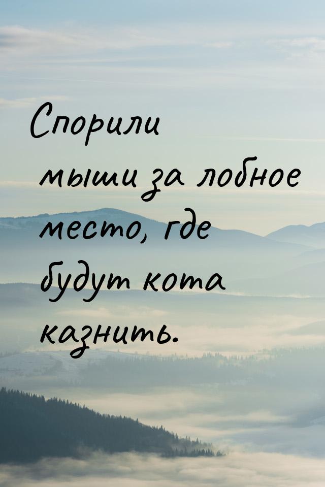 Спорили мыши за лобное место, где будут кота казнить.