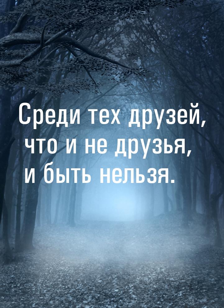 Среди тех друзей, что и не друзья, и быть нельзя.