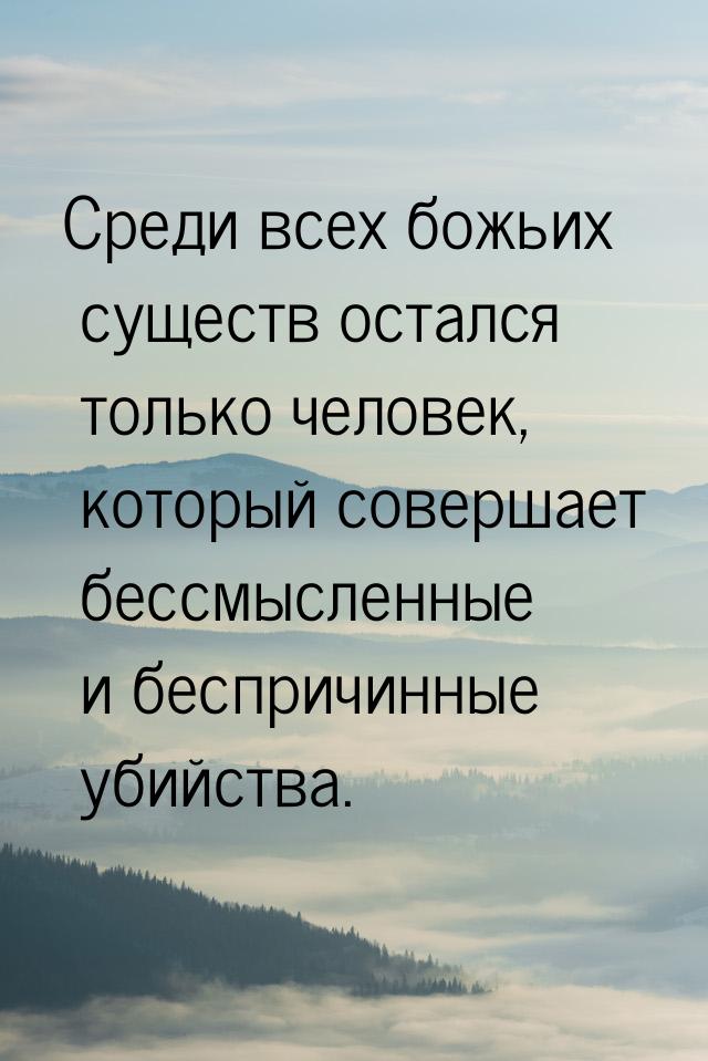 Среди всех божьих существ остался только человек, который совершает бессмысленные и беспри