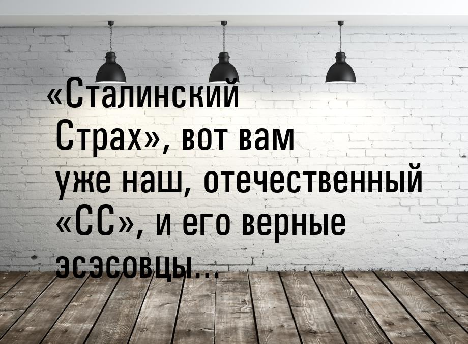 «Сталинский Страх», вот вам уже наш, отечественный «СС», и его верные эсэсовцы…