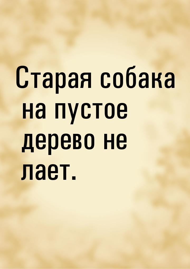 Старая собака на пустое дерево не лает.