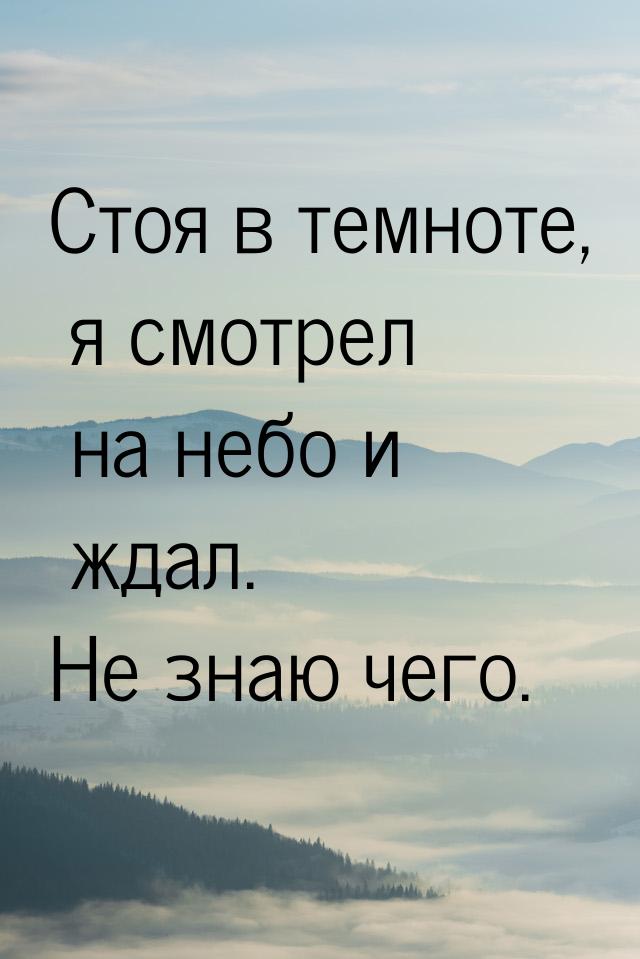 Стоя в темноте, я смотрел на небо и ждал. Не знаю чего.