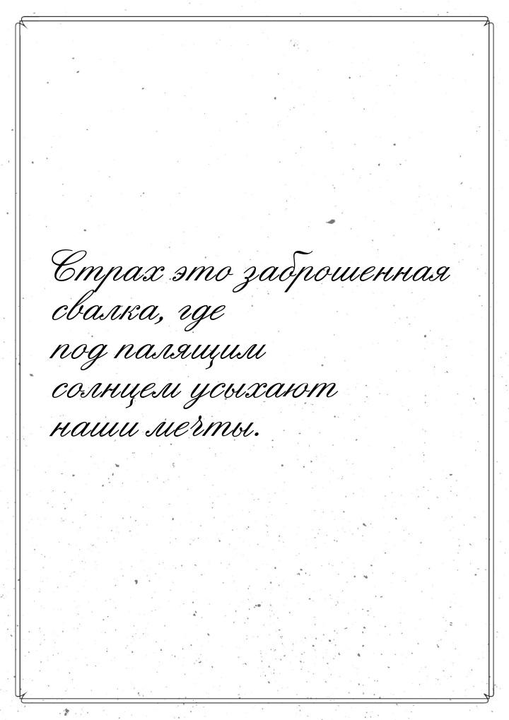 Страх это заброшенная свалка, где под палящим солнцем усыхают наши мечты.