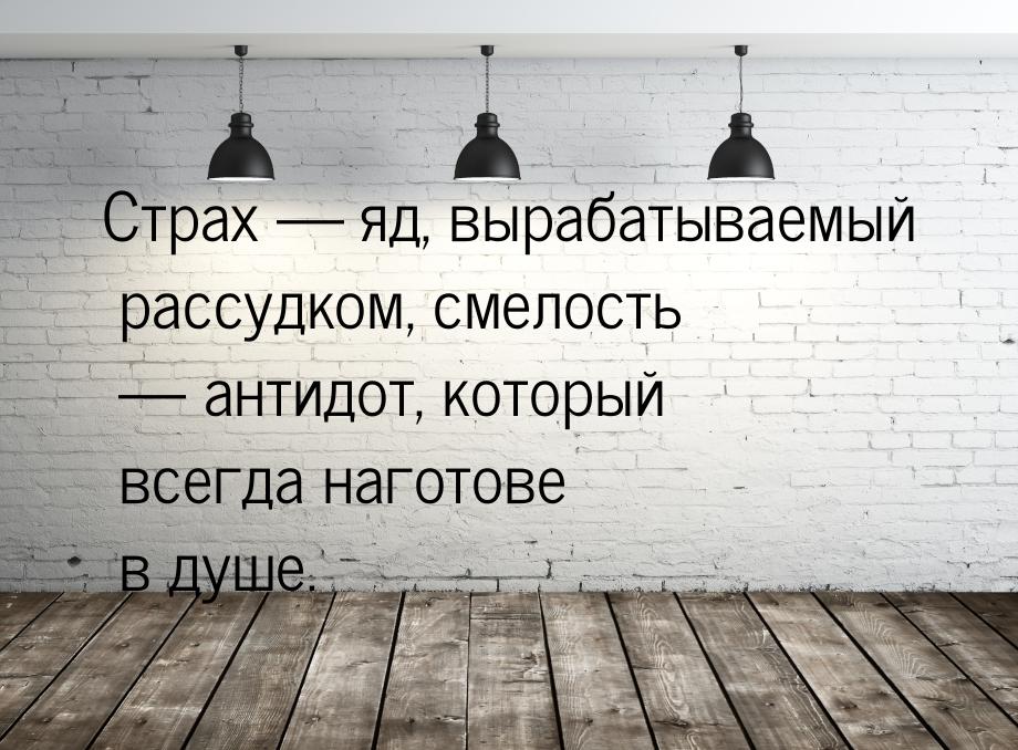 Страх  яд, вырабатываемый рассудком, смелость  антидот, который всегда нагот