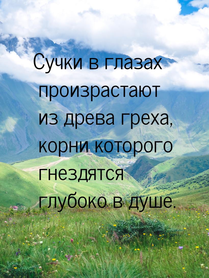 Сучки в глазах произрастают из древа греха, корни которого гнездятся глубоко в душе.