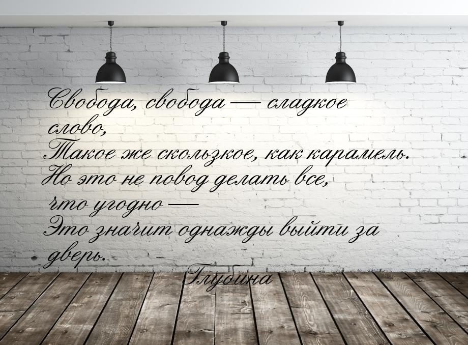 Свобода, свобода  сладкое слово, Такое же скользкое, как карамель. Но это не повод 