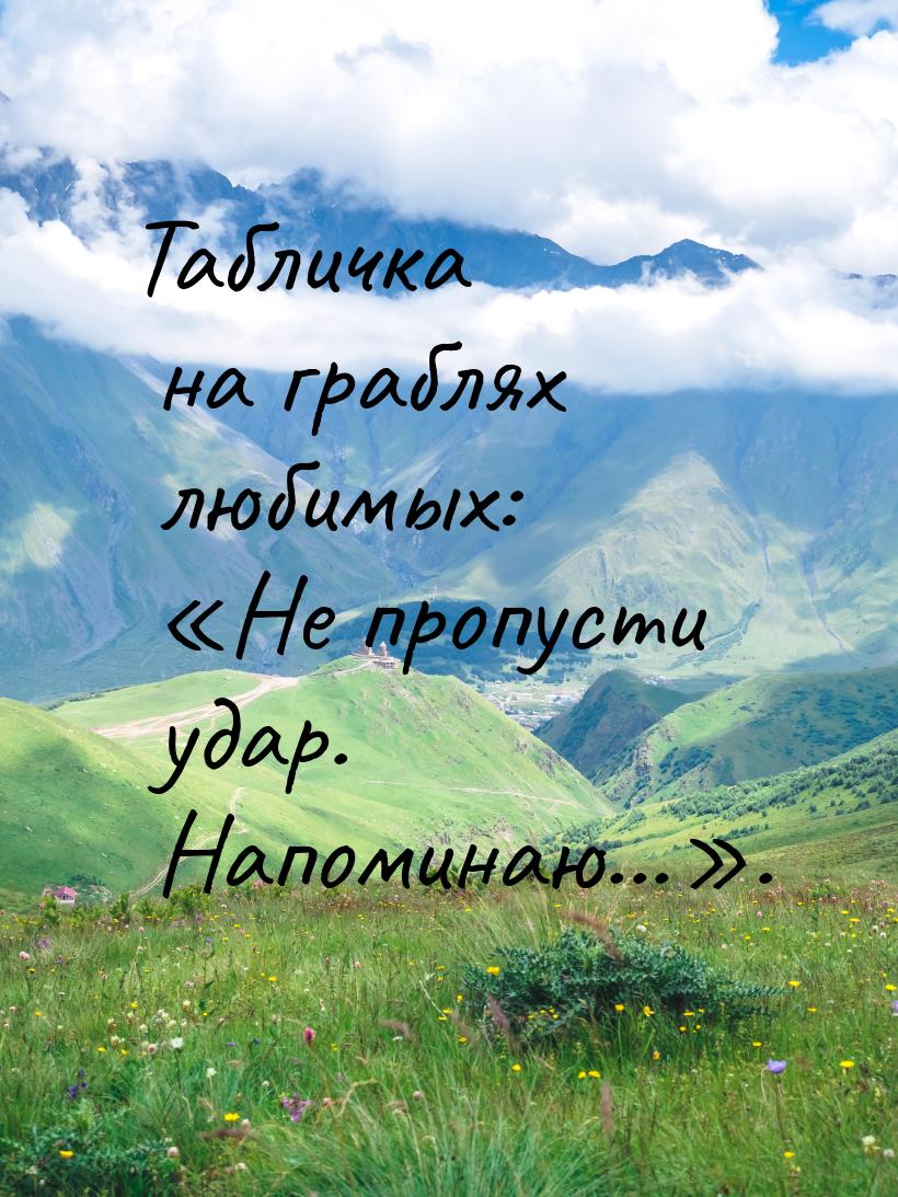 Табличка на граблях любимых: «Не пропусти удар. Напоминаю...».