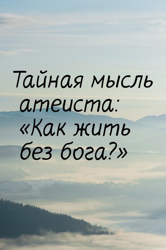 Тайная мысль атеиста: Как жить без бога?