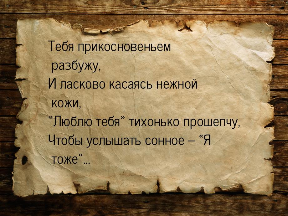 Тебя прикосновеньем разбужу, И ласково  касаясь нежной  кожи, «Люблю тебя»  тихонько проше