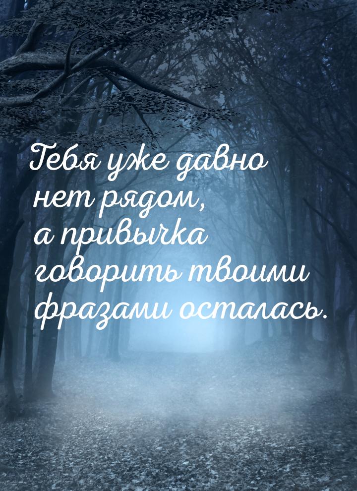 Тебя уже давно нет рядом, а привычка говорить твоими фразами осталась.