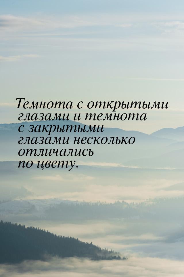 Темнота с открытыми глазами и темнота с закрытыми глазами несколько отличались по цвету.