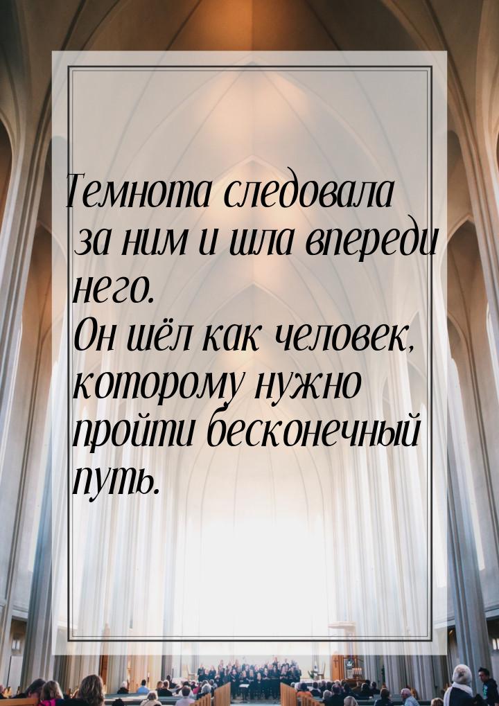 Темнота следовала за ним и шла впереди него. Он шёл как человек, которому нужно пройти бес