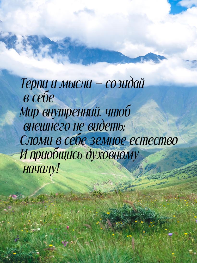 Терпи и мысли  созидай в себе Мир внутренний, чтоб внешнего не видеть: Сломи в себе