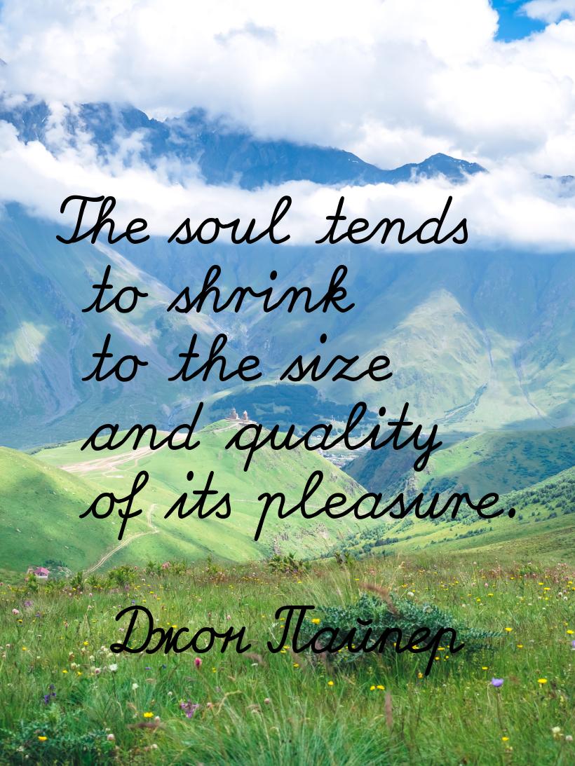 The soul tends to shrink to the size and quality of its pleasure.