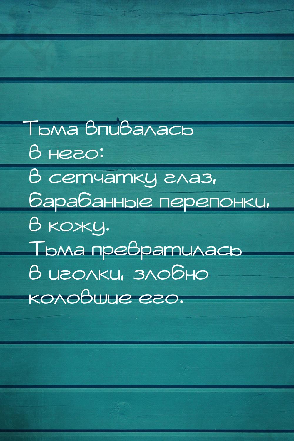 Тьма впивалась в него: в сетчатку глаз, барабанные перепонки, в кожу. Тьма превратилась в 