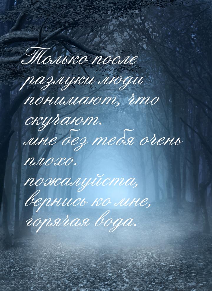 Только после разлуки люди понимают, что скучают. мне без тебя очень плохо. пожалуйста, вер