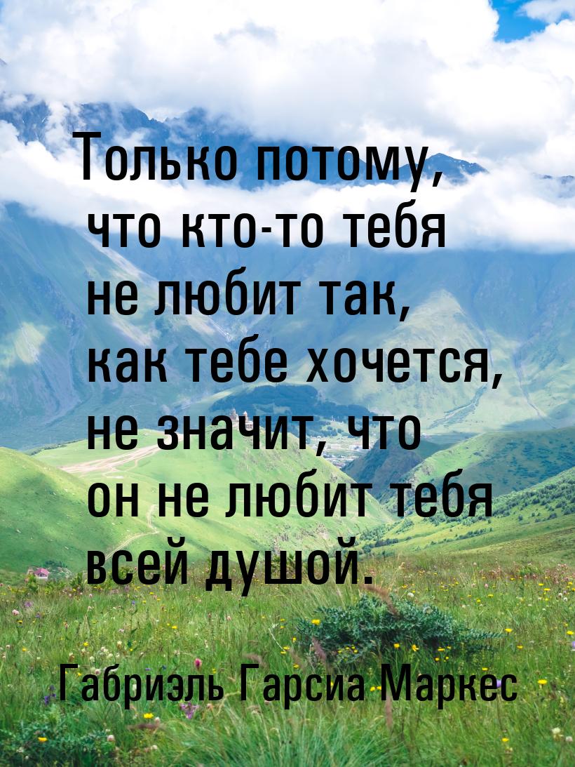 Только потому, что кто-то тебя не любит так, как тебе хочется, не значит, что он не любит 