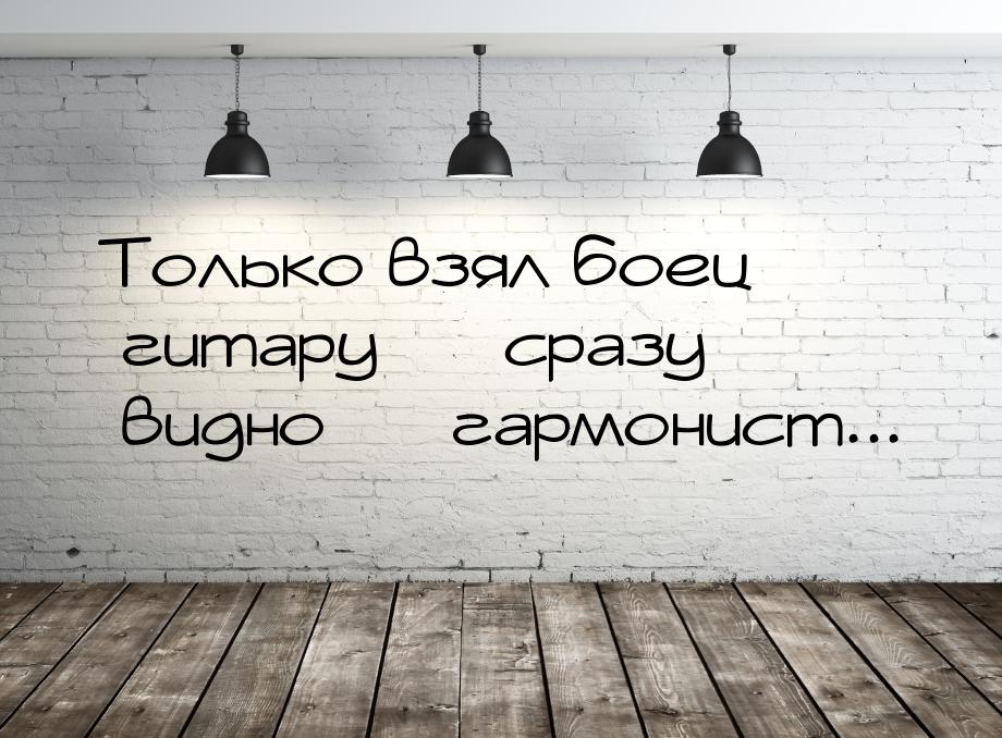 Только взял боец гитару  сразу видно  гармонист...