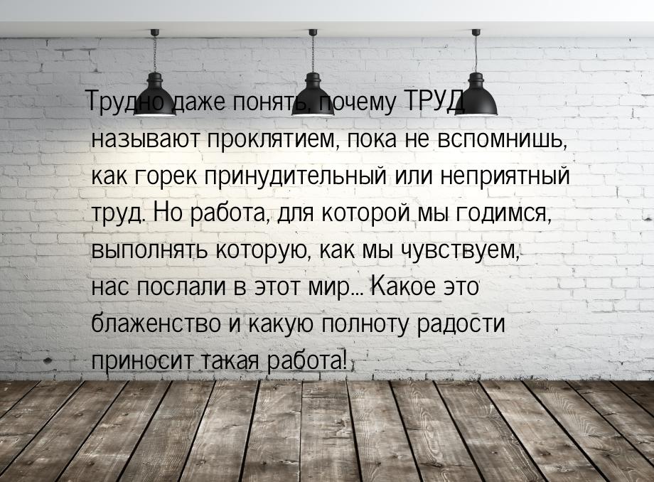 Трудно даже понять, почему ТРУД называют проклятием, пока не вспомнишь, как горек принудит