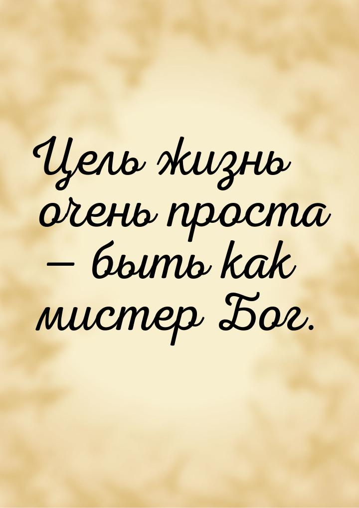 Цель жизнь очень проста  быть как мистер Бог.