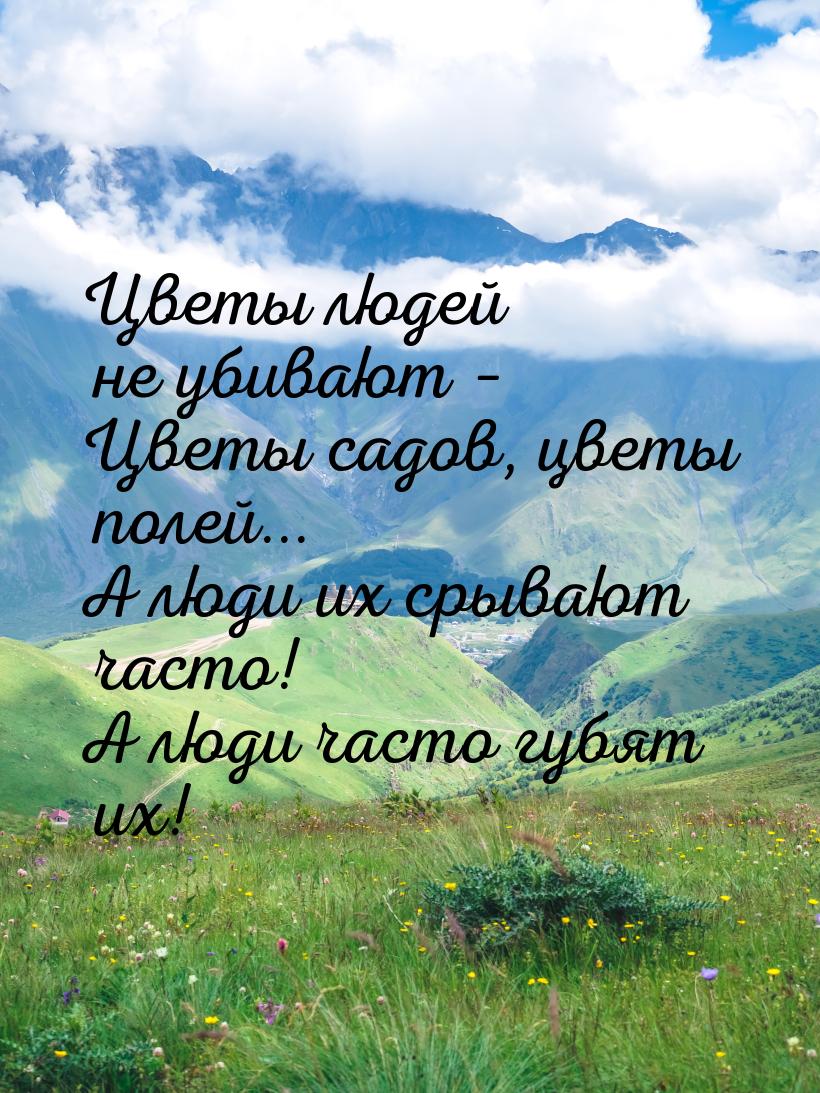 Цветы людей не убивают – Цветы садов, цветы полей... А люди их срывают часто! А люди часто