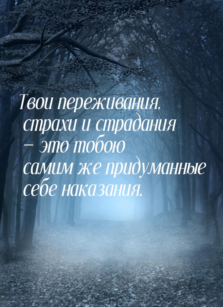 Твои переживания, страхи и страдания  это тобою самим же придуманные себе наказания