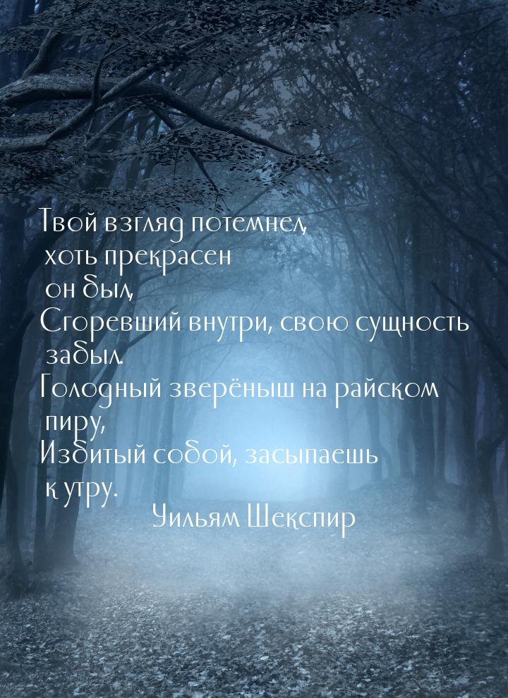 Твой взгляд потемнел, хоть прекрасен он был, Сгоревший внутри, свою сущность забыл. Голодн