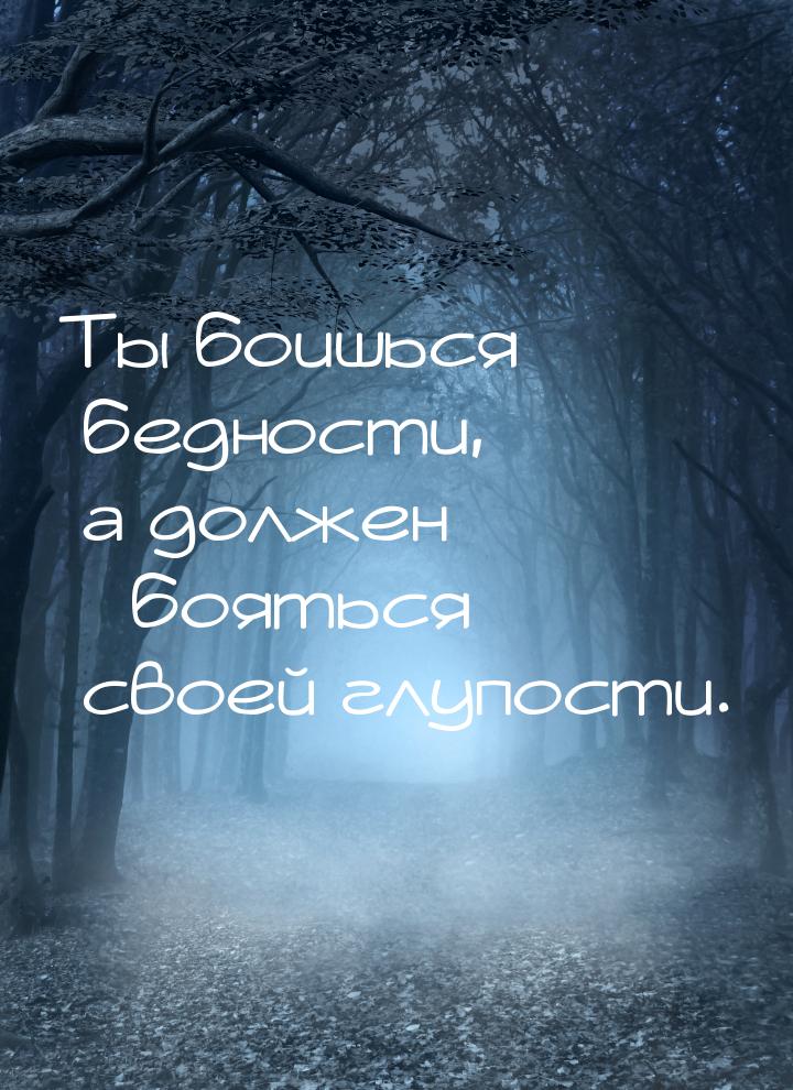 Ты боишься бедности, а должен «бояться»  своей глупости.