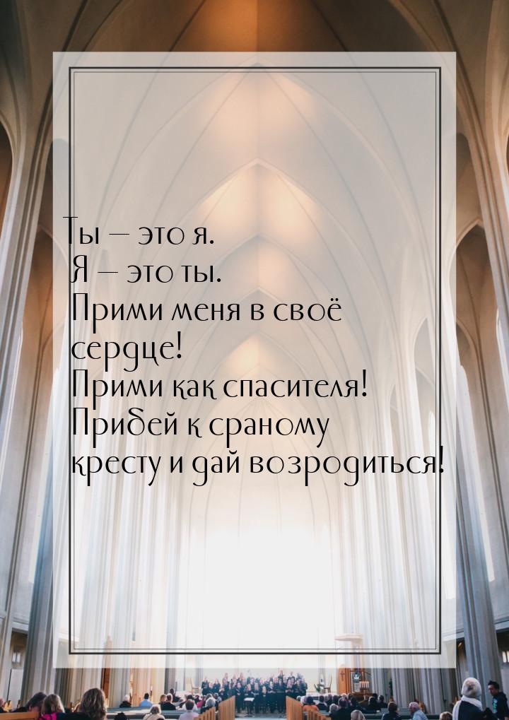 Ты  это я. Я  это ты. Прими меня в своё сердце! Прими как спасителя! Прибей 