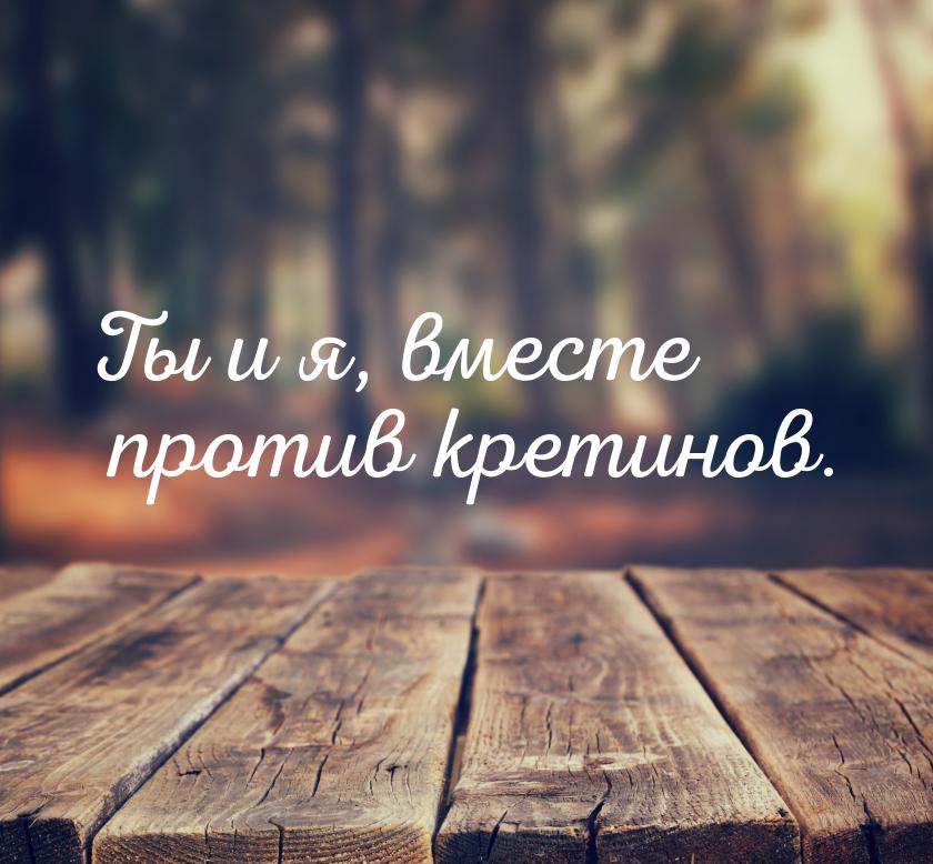 Ты и я, вместе против кретинов.