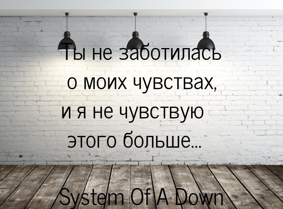 Ты не заботилась о моих чувствах, и я не чувствую этого больше...