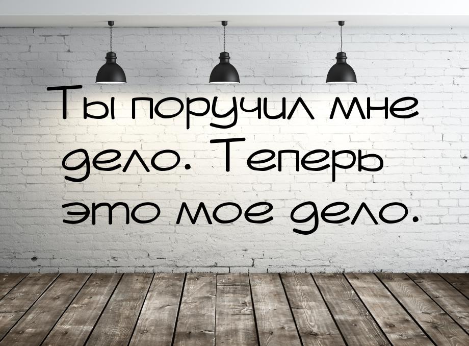 Ты поручил мне дело. Теперь это мое дело.