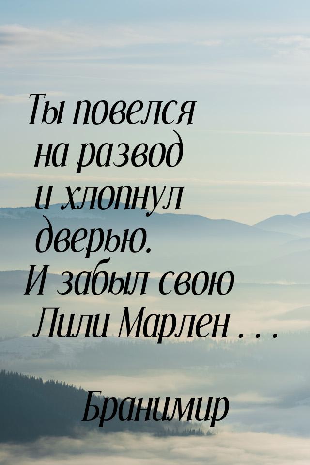 Ты повелся на развод и хлопнул дверью. И забыл свою Лили Марлен…