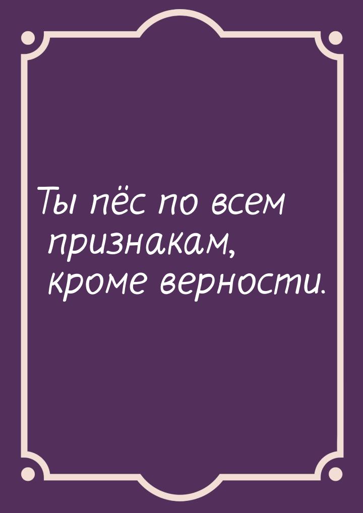 Ты пёс по всем признакам, кроме верности.